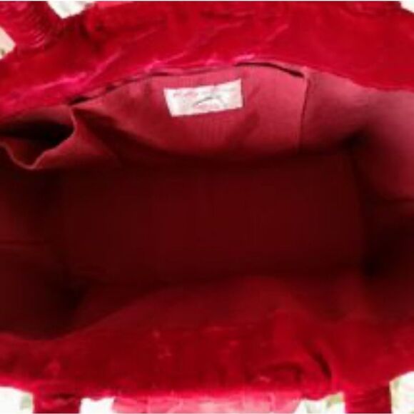 Red Velvet Vintage Handbag Tote Pleated Ruched Structured Cottagecore Feminine - Picture 7 of 10